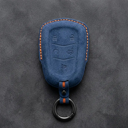 Cadillac Hand-Stitched Alcantara Key Fob Cover – Crest Shield 5-Button