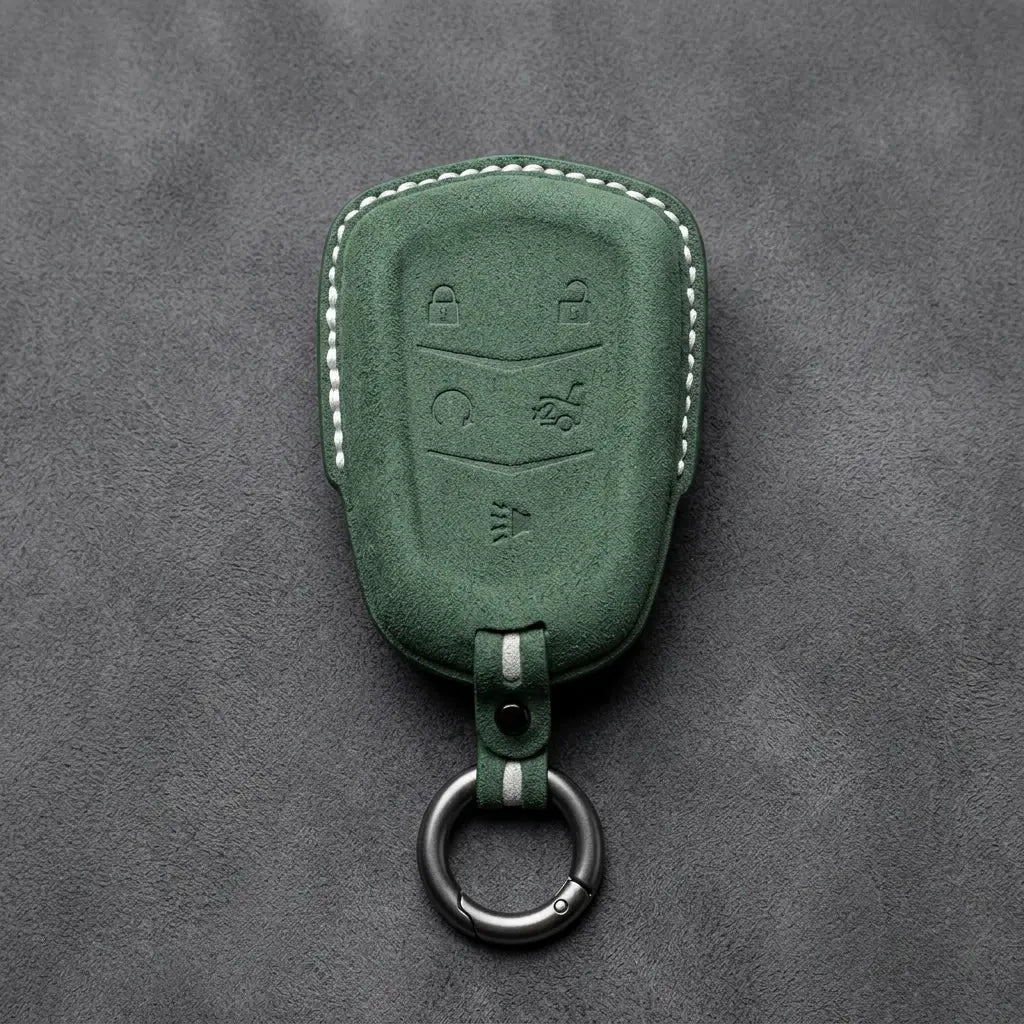 Cadillac Hand-Stitched Alcantara Key Fob Cover – Crest Shield 5-Button