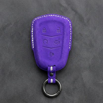Cadillac Hand-Stitched Alcantara Key Fob Cover – Crest Shield 5-Button