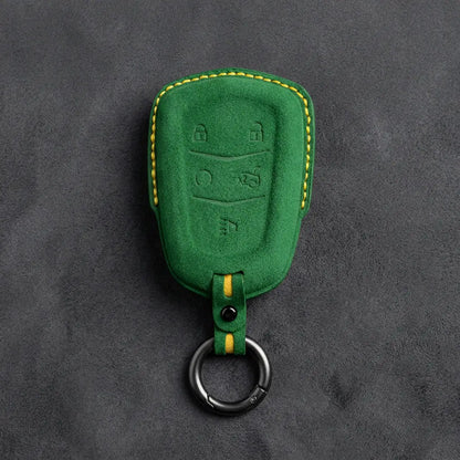 Cadillac Hand-Stitched Alcantara Key Fob Cover – Crest Shield 5-Button