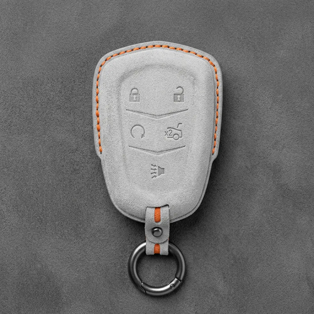 Cadillac Hand-Stitched Alcantara Key Fob Cover – Crest Shield 5-Button