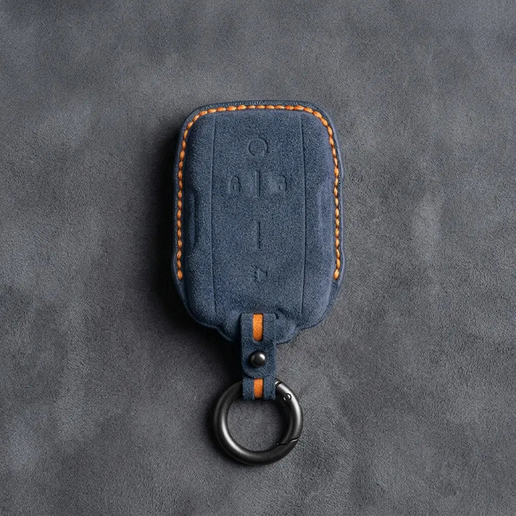 Chevrolet Hand-Stitched Alcantara Key Fob Cover – Block Wing 4-Button