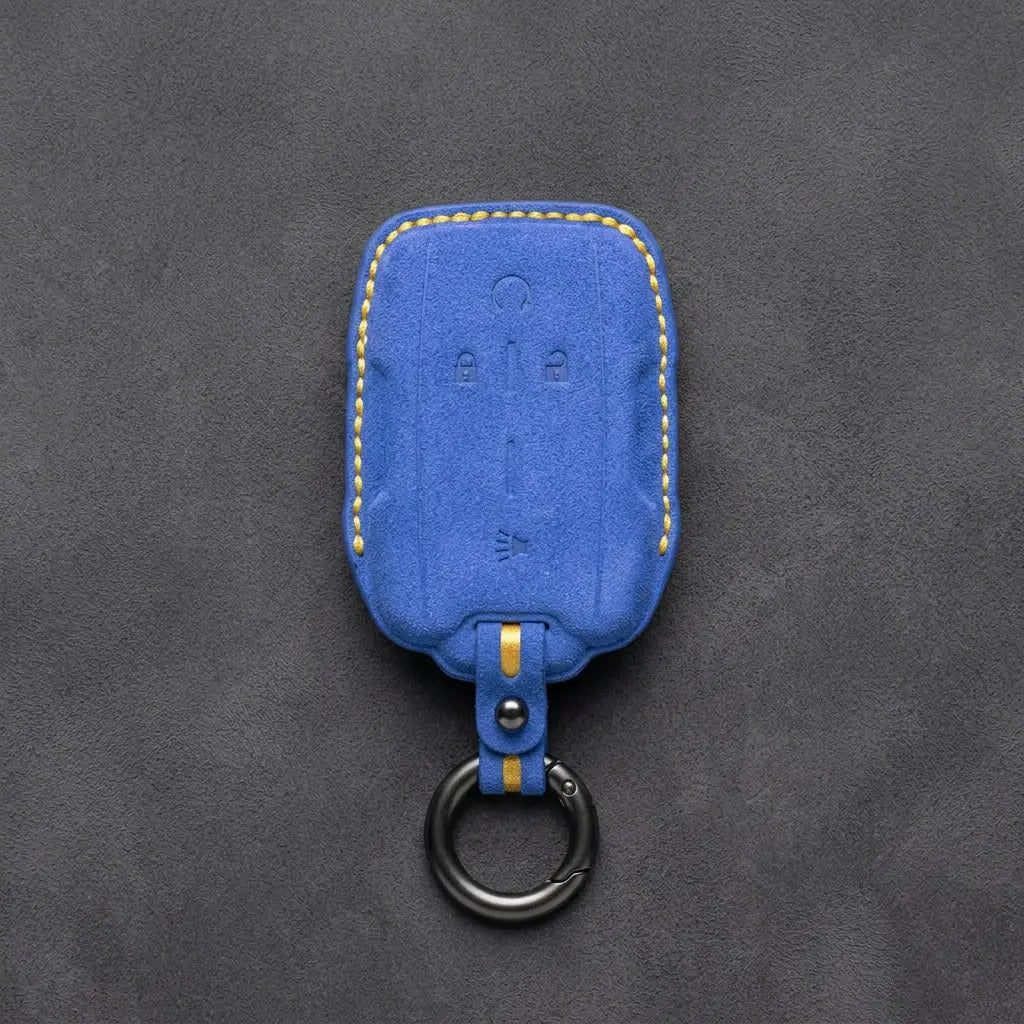 Chevrolet Hand-Stitched Alcantara Key Fob Cover – Block Wing 4-Button