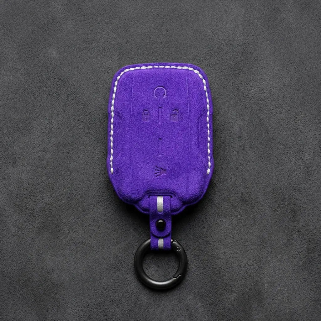 Chevrolet Hand-Stitched Alcantara Key Fob Cover – Block Wing 4-Button