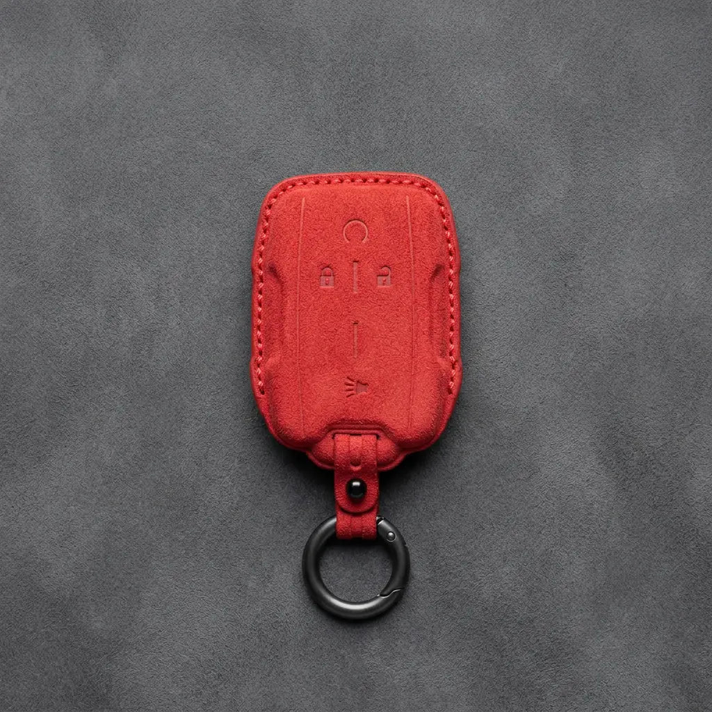 Chevrolet Hand-Stitched Alcantara Key Fob Cover – Block Wing 4-Button