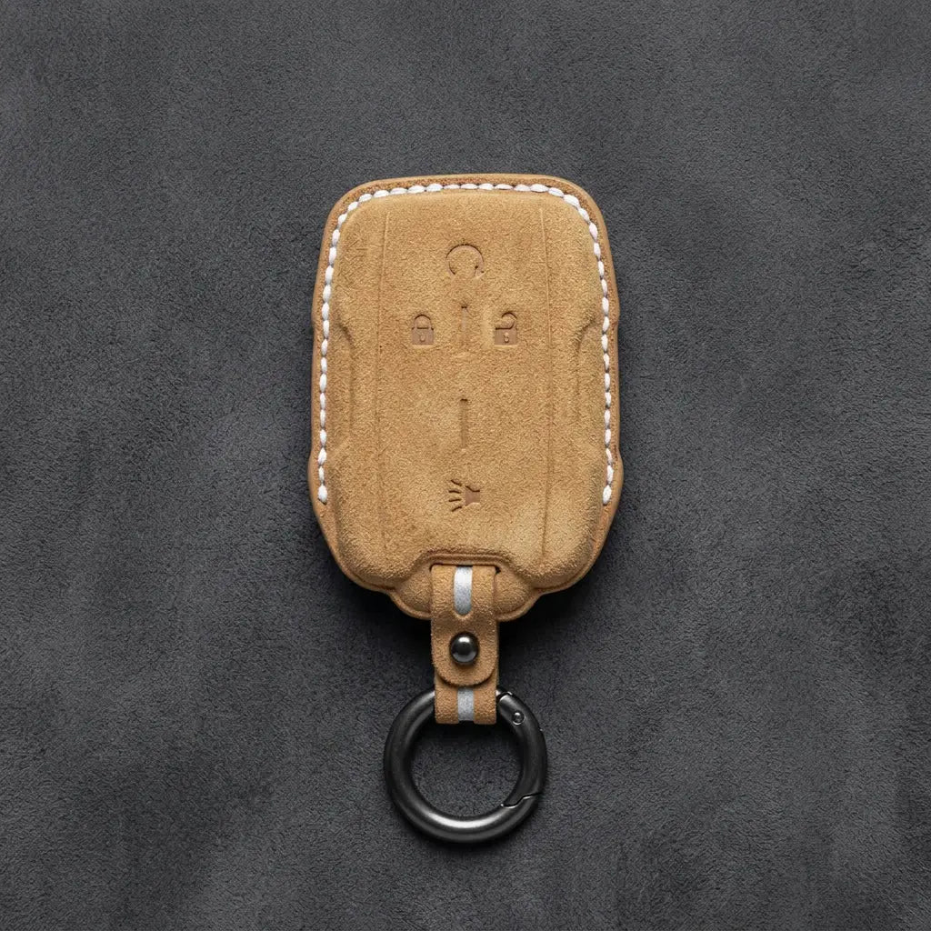 Chevrolet Hand-Stitched Alcantara Key Fob Cover – Block Wing 4-Button