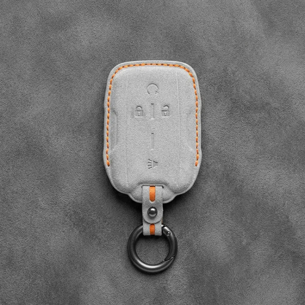 Chevrolet Hand-Stitched Alcantara Key Fob Cover – Block Wing 4-Button