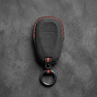 Chevrolet Hand-Stitched Alcantara Key Fob Cover – Chrome Shield 2-Button