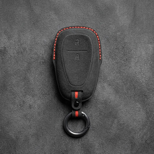 Chevrolet Hand-Stitched Alcantara Key Fob Cover – Chrome Shield 2-Button