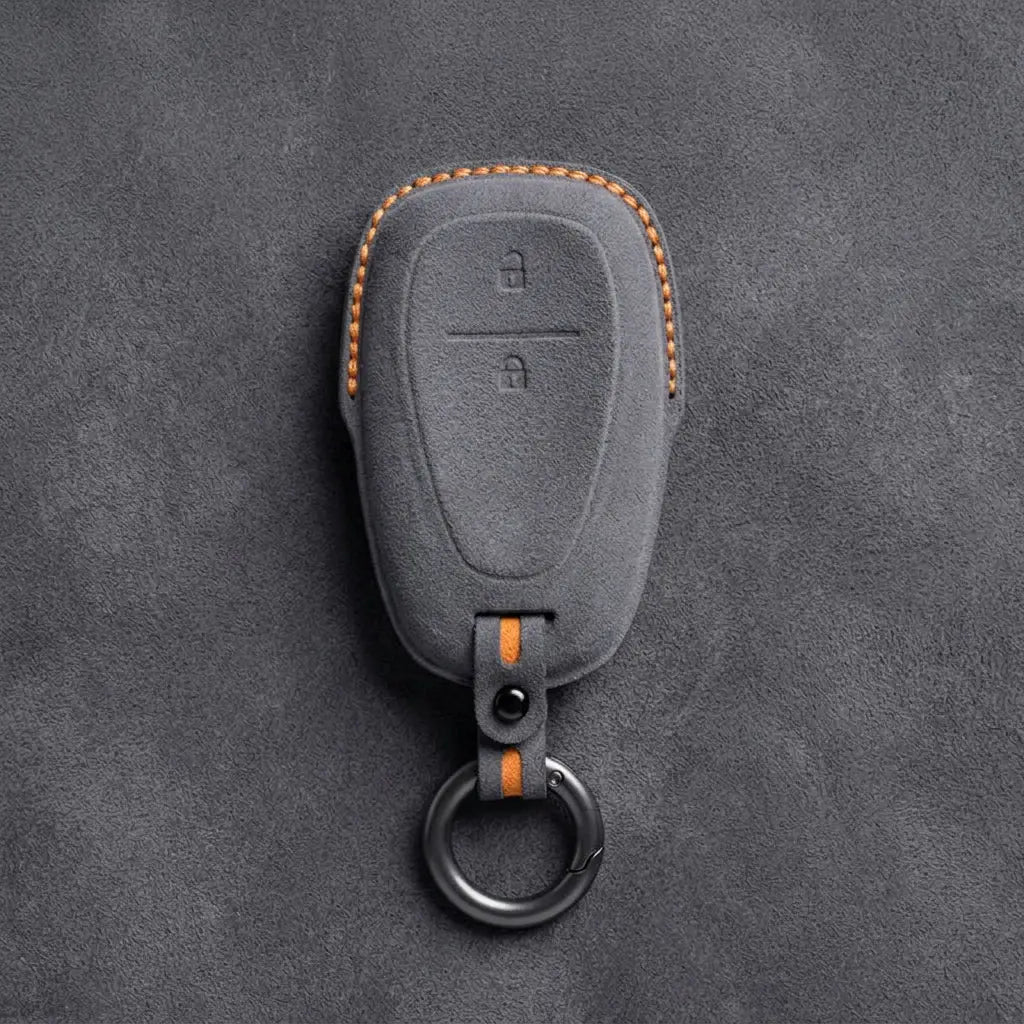 Chevrolet Hand-Stitched Alcantara Key Fob Cover – Chrome Shield 2-Button