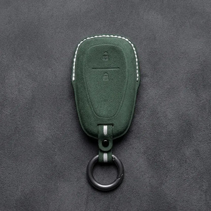 Chevrolet Hand-Stitched Alcantara Key Fob Cover – Chrome Shield 2-Button