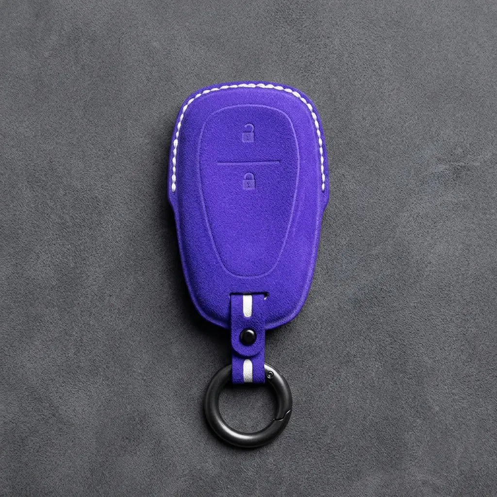 Chevrolet Hand-Stitched Alcantara Key Fob Cover – Chrome Shield 2-Button
