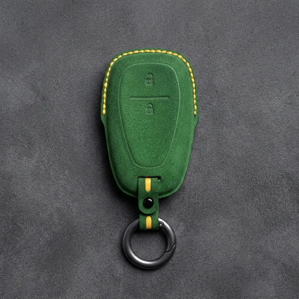 Chevrolet Hand-Stitched Alcantara Key Fob Cover – Chrome Shield 2-Button