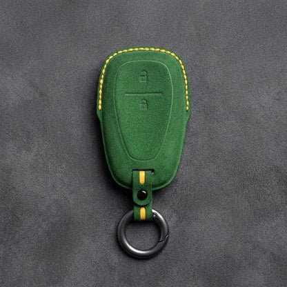 Chevrolet Hand-Stitched Alcantara Key Fob Cover – Chrome Shield 2-Button