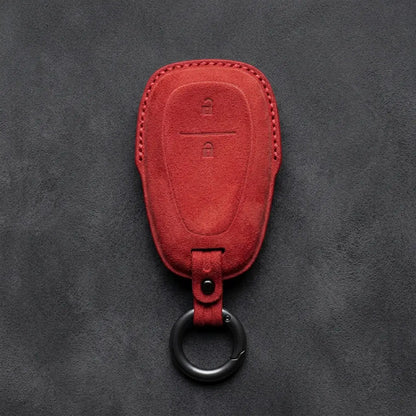 Chevrolet Hand-Stitched Alcantara Key Fob Cover – Chrome Shield 2-Button