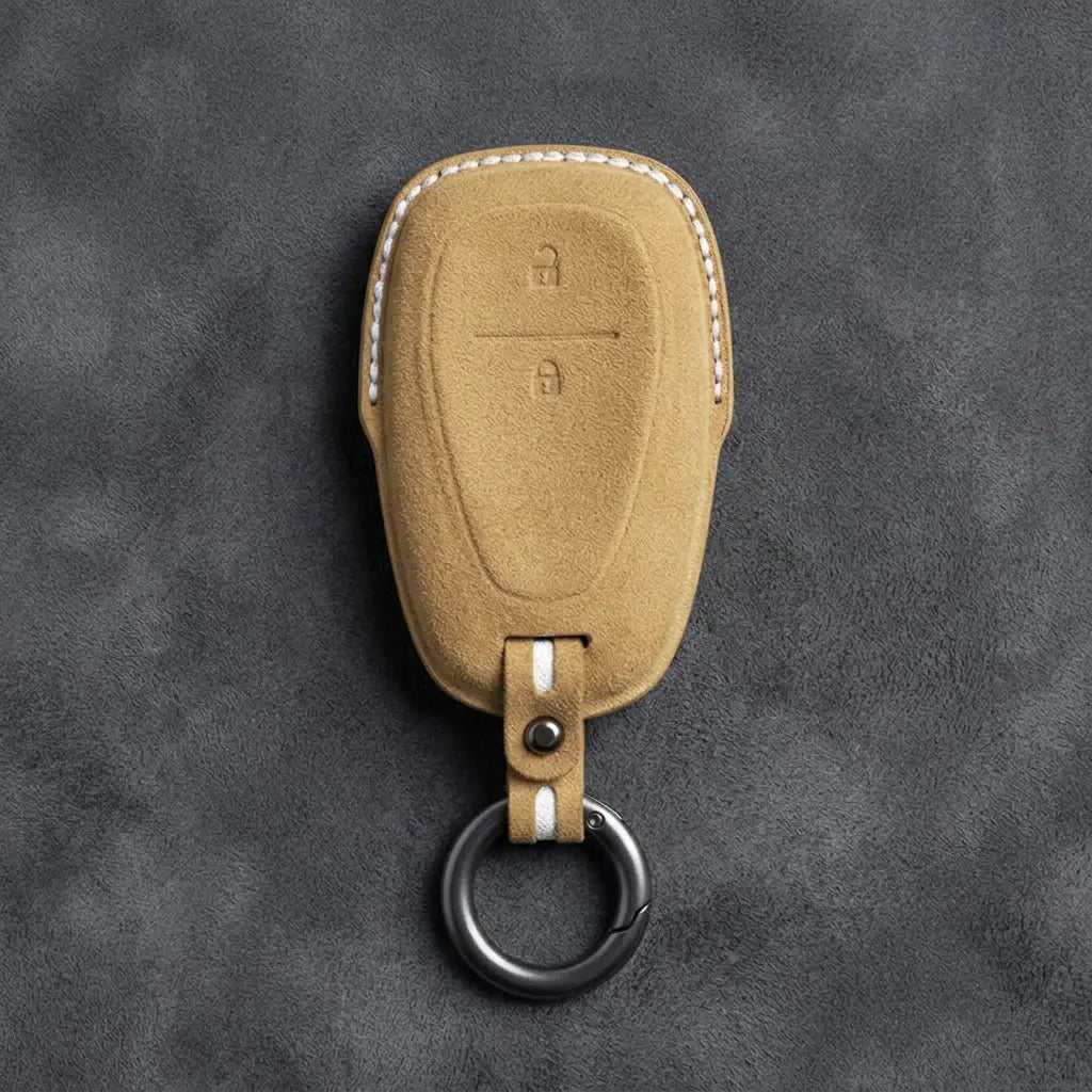 Chevrolet Hand-Stitched Alcantara Key Fob Cover – Chrome Shield 2-Button