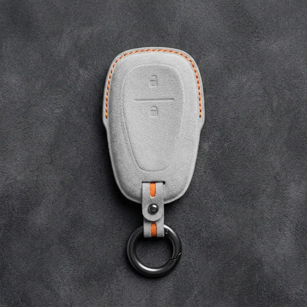Chevrolet Hand-Stitched Alcantara Key Fob Cover – Chrome Shield 2-Button