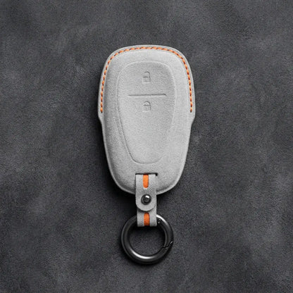 Chevrolet Hand-Stitched Alcantara Key Fob Cover – Chrome Shield 2-Button