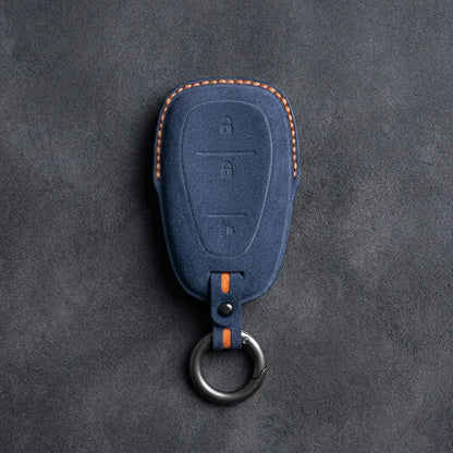 Chevrolet Hand-Stitched Alcantara Key Fob Cover – Chrome Shield 3-Button
