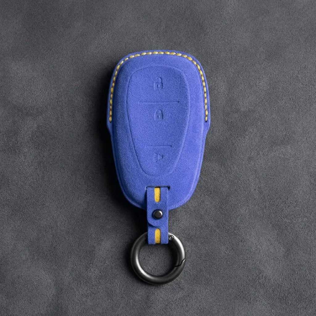 Chevrolet Hand-Stitched Alcantara Key Fob Cover – Chrome Shield 3-Button
