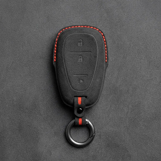 Chevrolet Hand-Stitched Alcantara Key Fob Cover – Chrome Shield 3-Button