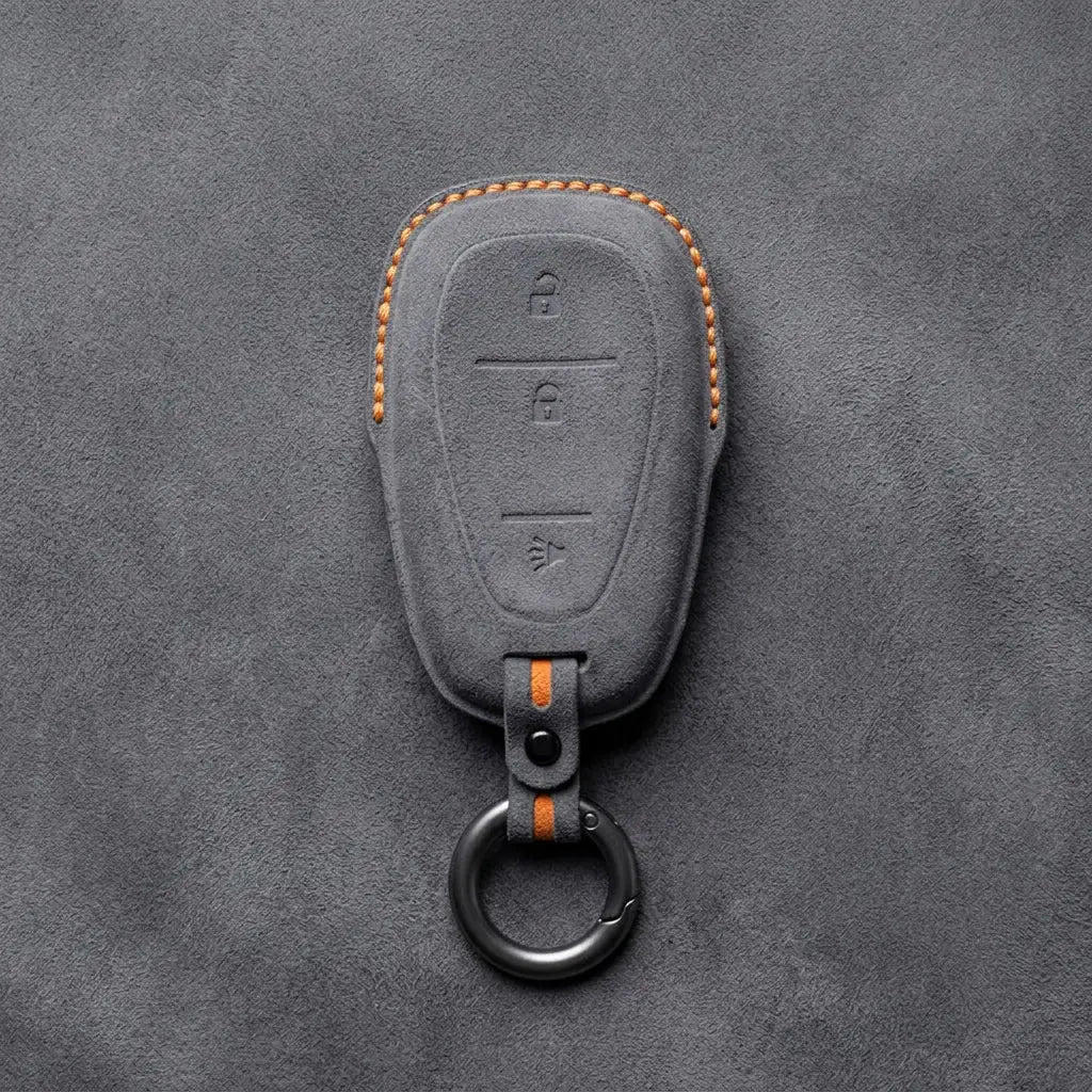 Chevrolet Hand-Stitched Alcantara Key Fob Cover – Chrome Shield 3-Button