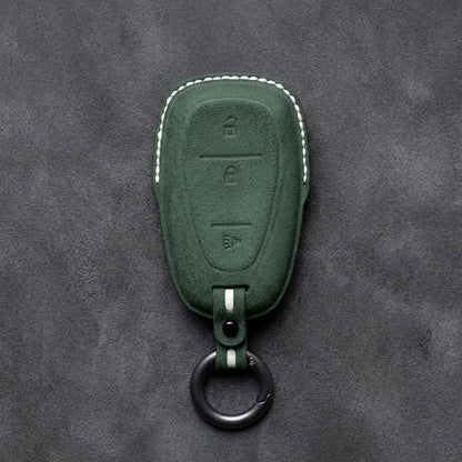 Chevrolet Hand-Stitched Alcantara Key Fob Cover – Chrome Shield 3-Button