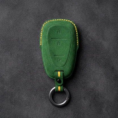 Chevrolet Hand-Stitched Alcantara Key Fob Cover – Chrome Shield 3-Button
