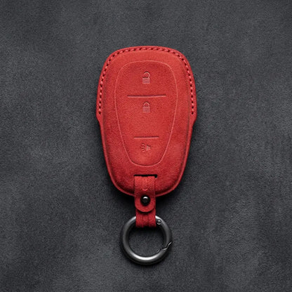 Chevrolet Hand-Stitched Alcantara Key Fob Cover – Chrome Shield 3-Button