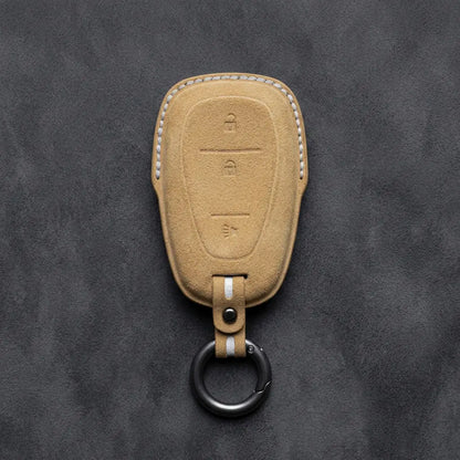 Chevrolet Hand-Stitched Alcantara Key Fob Cover – Chrome Shield 3-Button