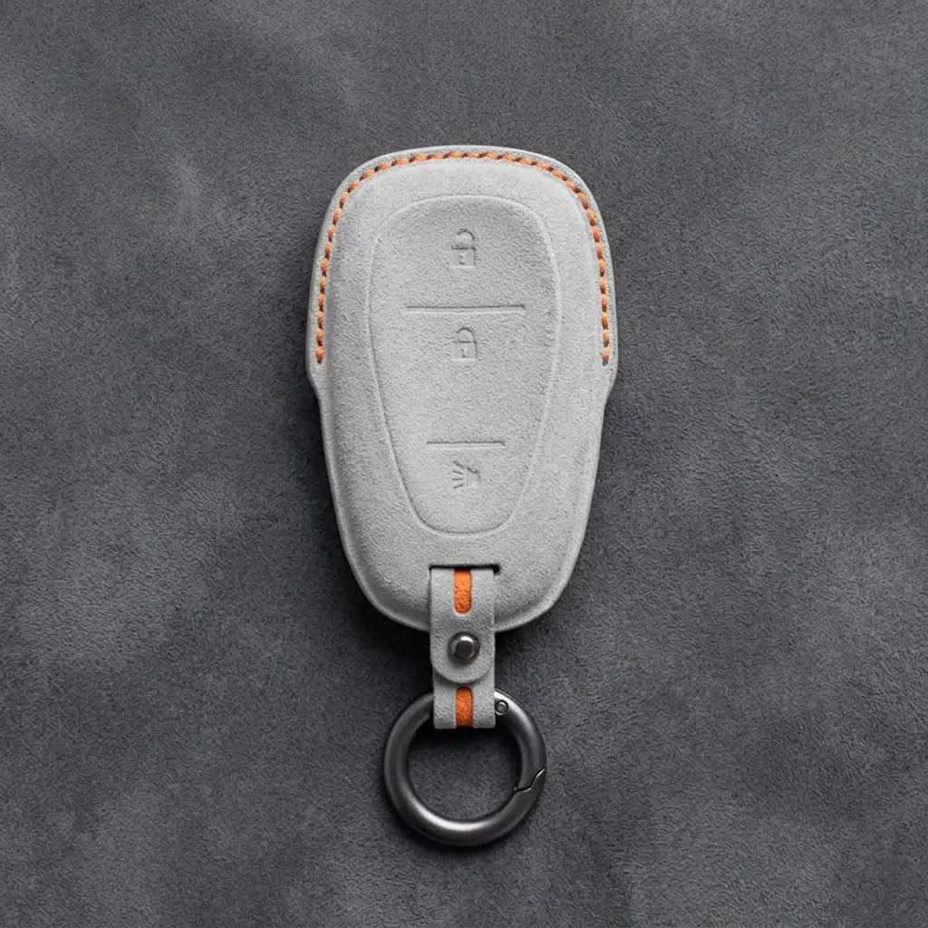 Chevrolet Hand-Stitched Alcantara Key Fob Cover – Chrome Shield 3-Button