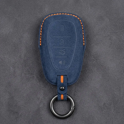 Chevrolet Hand-Stitched Alcantara Key Fob Cover – Chrome Shield 4-Button