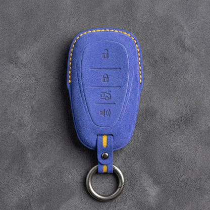 Chevrolet Hand-Stitched Alcantara Key Fob Cover – Chrome Shield 4-Button