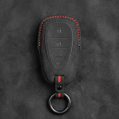 Chevrolet Hand-Stitched Alcantara Key Fob Cover – Chrome Shield 4-Button