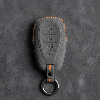 Chevrolet Hand-Stitched Alcantara Key Fob Cover – Chrome Shield 4-Button
