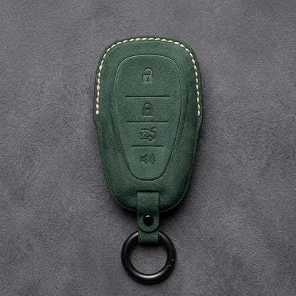 Chevrolet Hand-Stitched Alcantara Key Fob Cover – Chrome Shield 4-Button