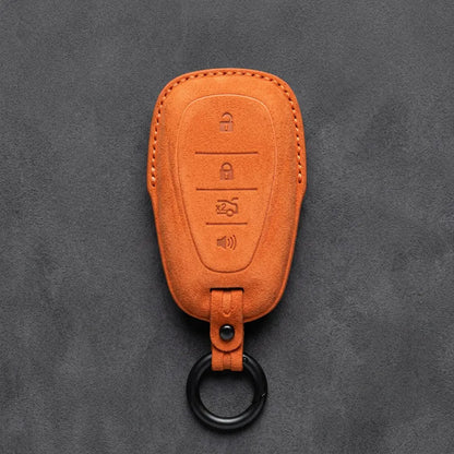 Chevrolet Hand-Stitched Alcantara Key Fob Cover – Chrome Shield 4-Button