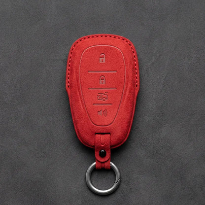 Chevrolet Hand-Stitched Alcantara Key Fob Cover – Chrome Shield 4-Button