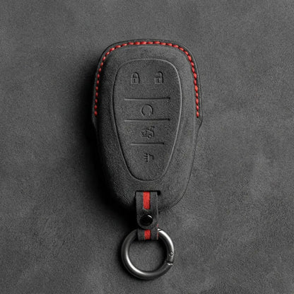 Chevrolet Hand-Stitched Alcantara Key Fob Cover – Chrome Shield 5-Button
