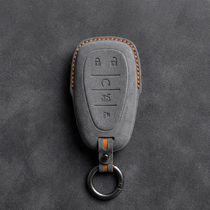 Chevrolet Hand-Stitched Alcantara Key Fob Cover – Chrome Shield 5-Button