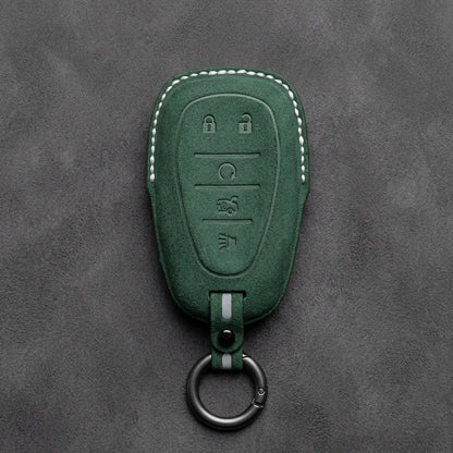 Chevrolet Hand-Stitched Alcantara Key Fob Cover – Chrome Shield 5-Button