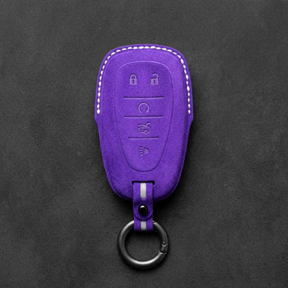 Chevrolet Hand-Stitched Alcantara Key Fob Cover – Chrome Shield 5-Button