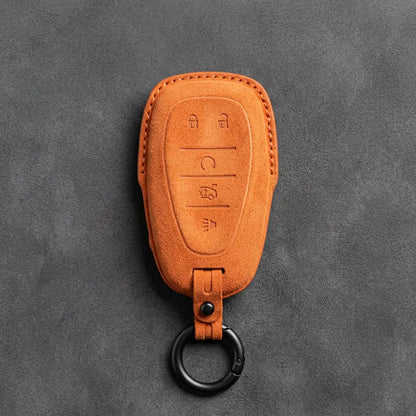 Chevrolet Hand-Stitched Alcantara Key Fob Cover – Chrome Shield 5-Button