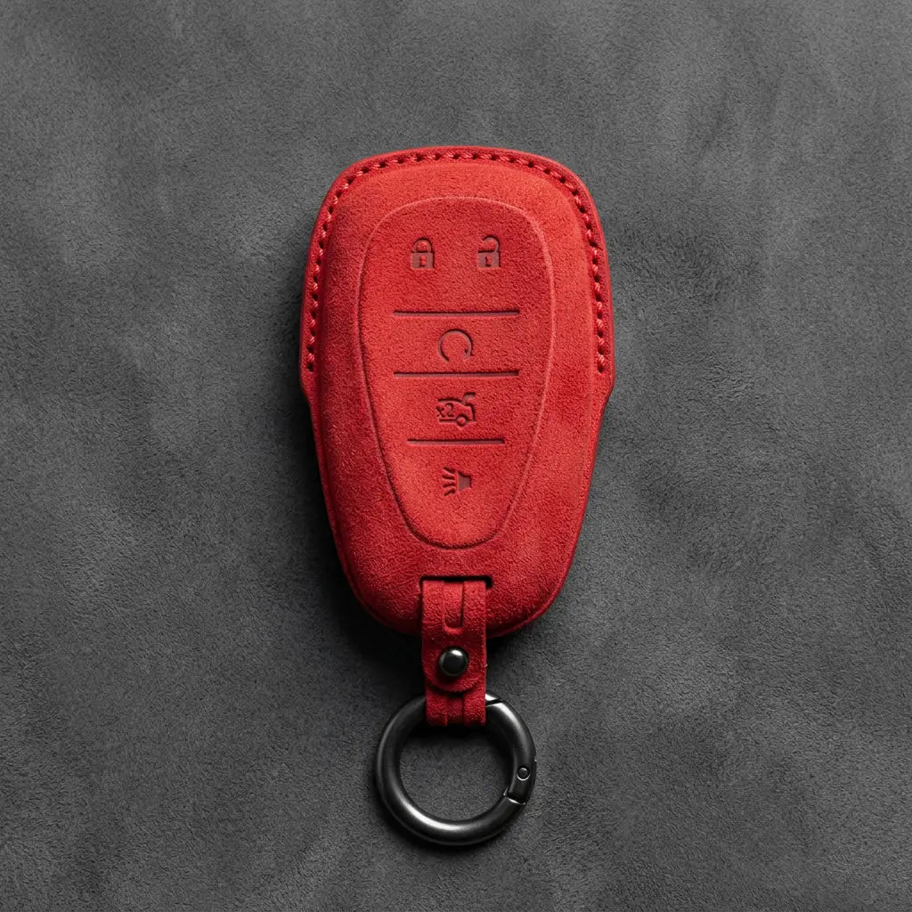 Chevrolet Hand-Stitched Alcantara Key Fob Cover – Chrome Shield 5-Button