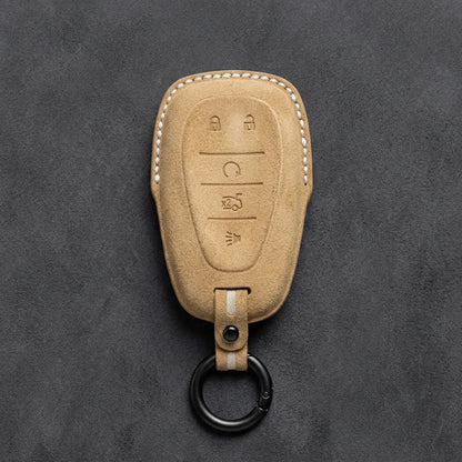 Chevrolet Hand-Stitched Alcantara Key Fob Cover – Chrome Shield 5-Button
