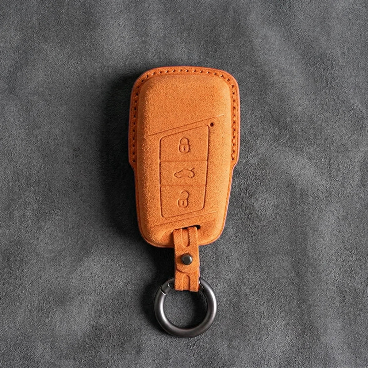 Cupra Hand-Stitched Alcantara Key Fob Cover – Chrome-Top Smart Key