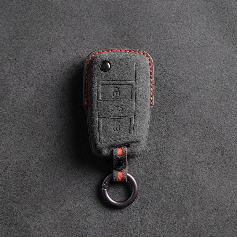 Cupra Hand-Stitched Alcantara Key Fob Cover – Geometric Smart Key 3-Button