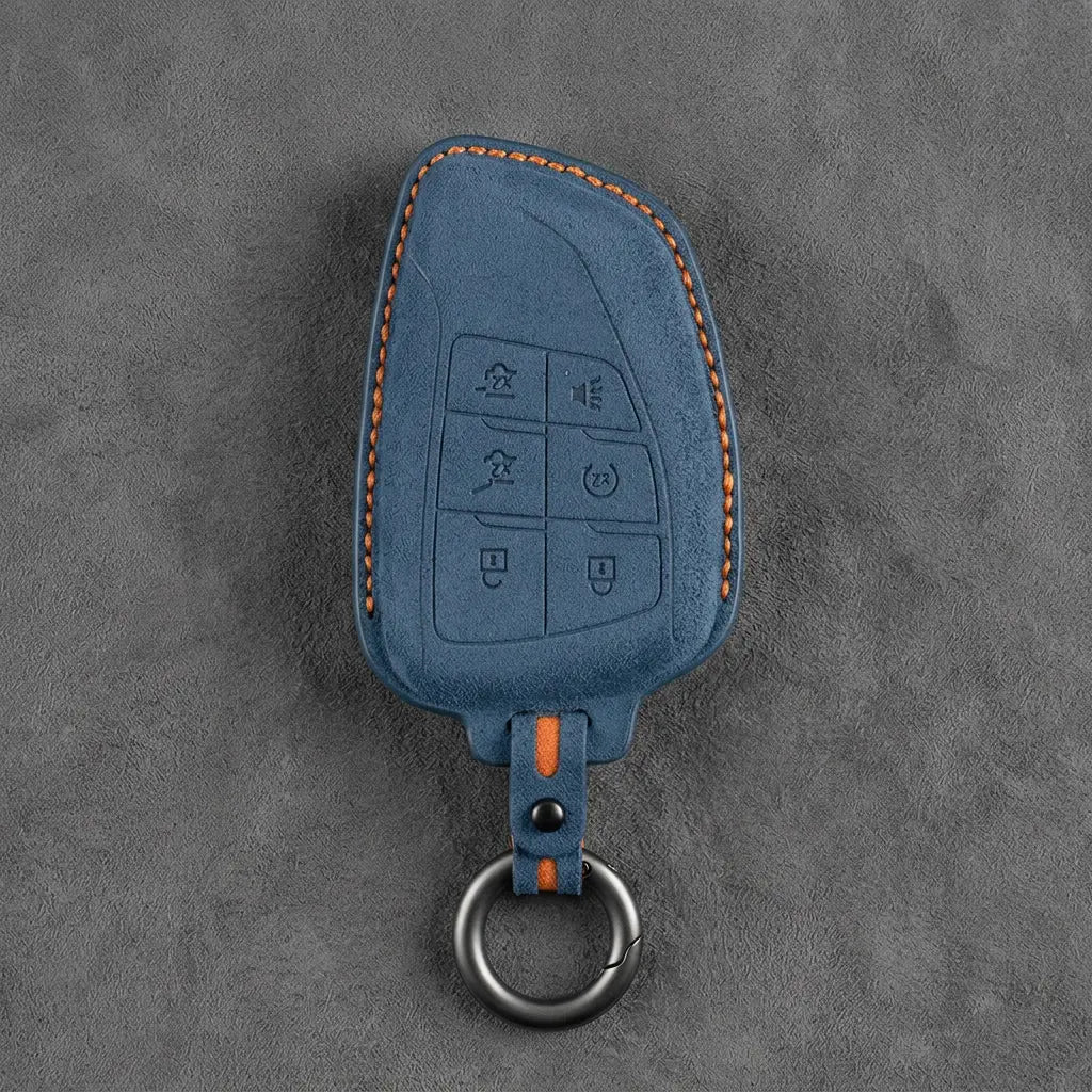 Dodge Hand-Stitched Alcantara Key Fob Cover – Asymmetric Wing 6-Button