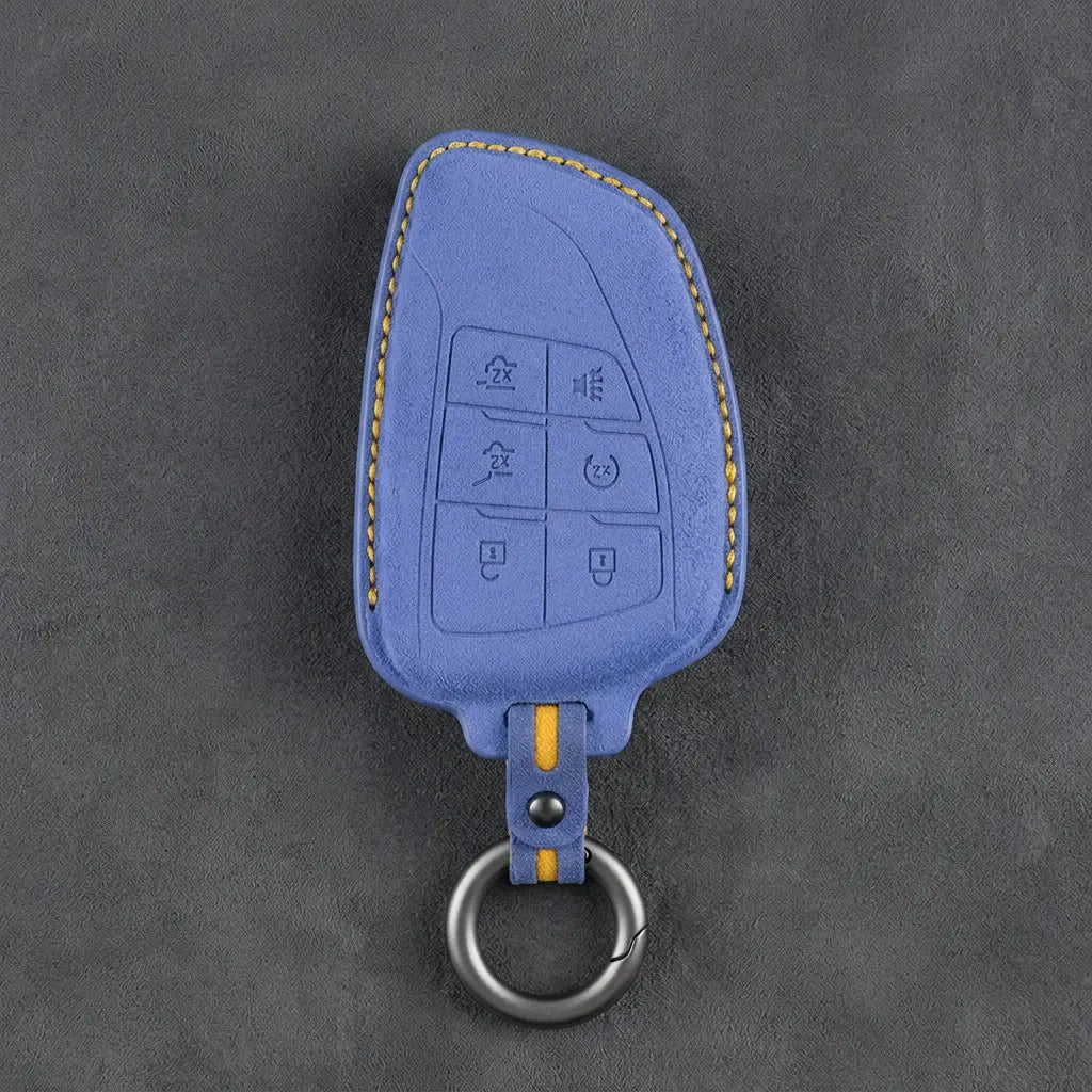 Dodge Hand-Stitched Alcantara Key Fob Cover – Asymmetric Wing 6-Button