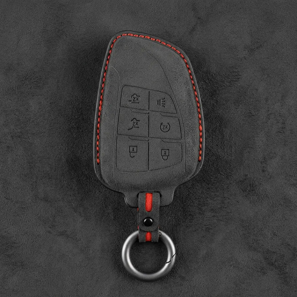 Dodge Hand-Stitched Alcantara Key Fob Cover – Asymmetric Wing 6-Button